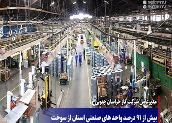 بیش از 91 درصد واحد های صنعتی استان از سوخت پاک بهره میبرند.